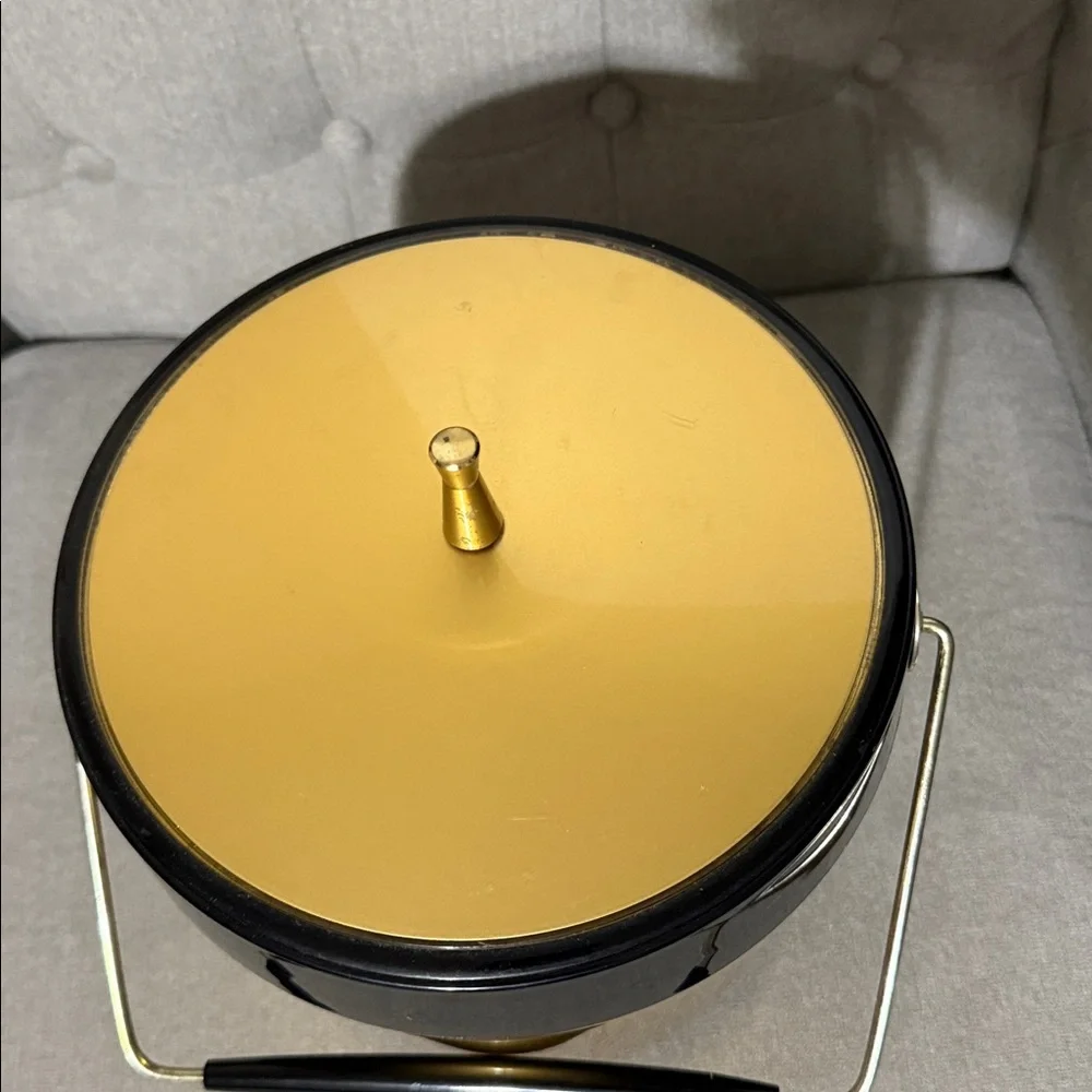11” X 9” gold & black MCM ice bucket - West Bend